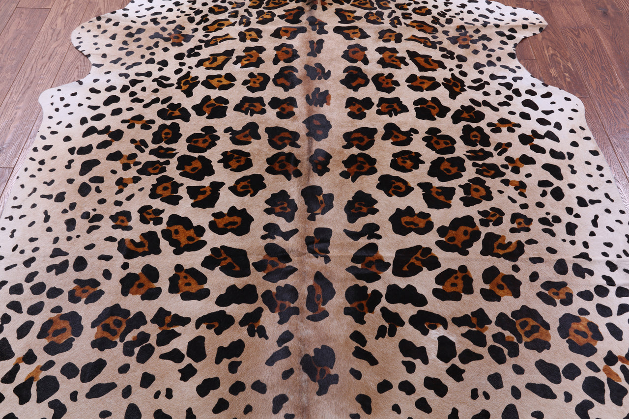 Jaguar Animal Print Natural Cowhide Rug - X-Large 7' 3"H x 5' 10"W
