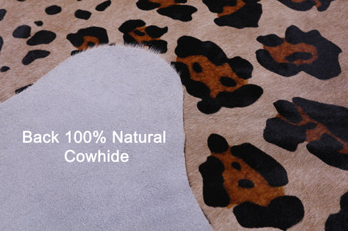 Jaguar Animal Print Natural Cowhide Rug - X-Large 7' 3