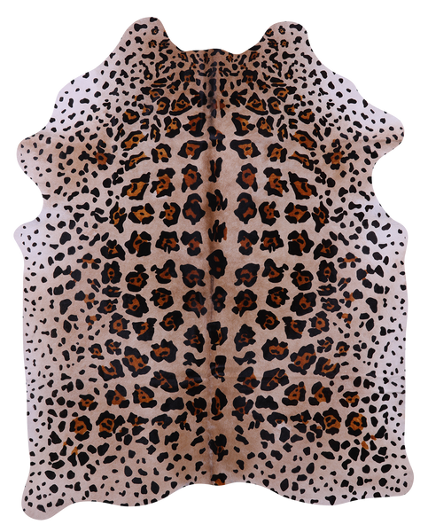 Jaguar Animal Print Natural Cowhide Rug - X-Large 7' 3"H x 5' 10"W