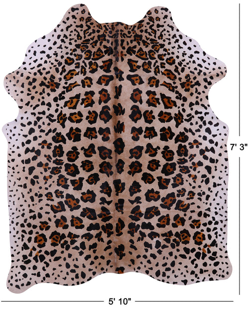 Jaguar Animal Print Natural Cowhide Rug - X-Large 7' 3