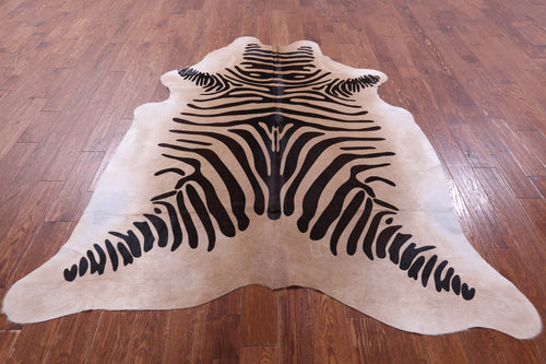 Zebra Animal Print Natural Cowhide Rug - X-Large 7' 7