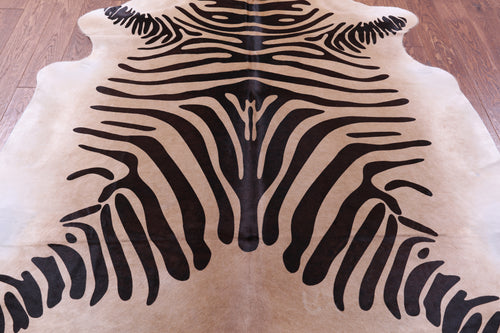 Zebra Animal Print Natural Cowhide Rug - X-Large 7' 7