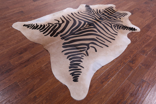 Zebra Animal Print Natural Cowhide Rug - X-Large 7' 7