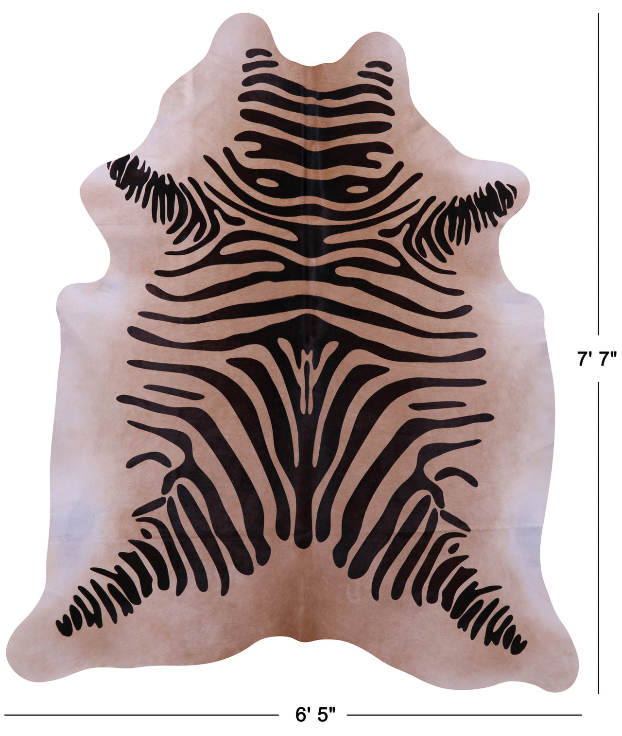 Zebra Animal Print Natural Cowhide Rug - X-Large 7' 7"H x 6' 5"W