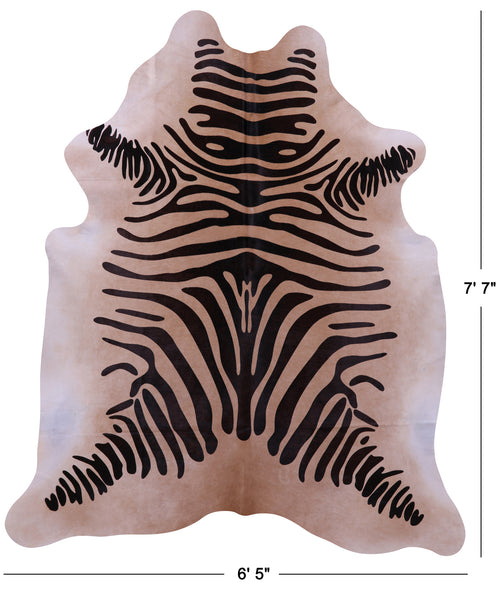 Zebra Animal Print Natural Cowhide Rug - X-Large 7' 7
