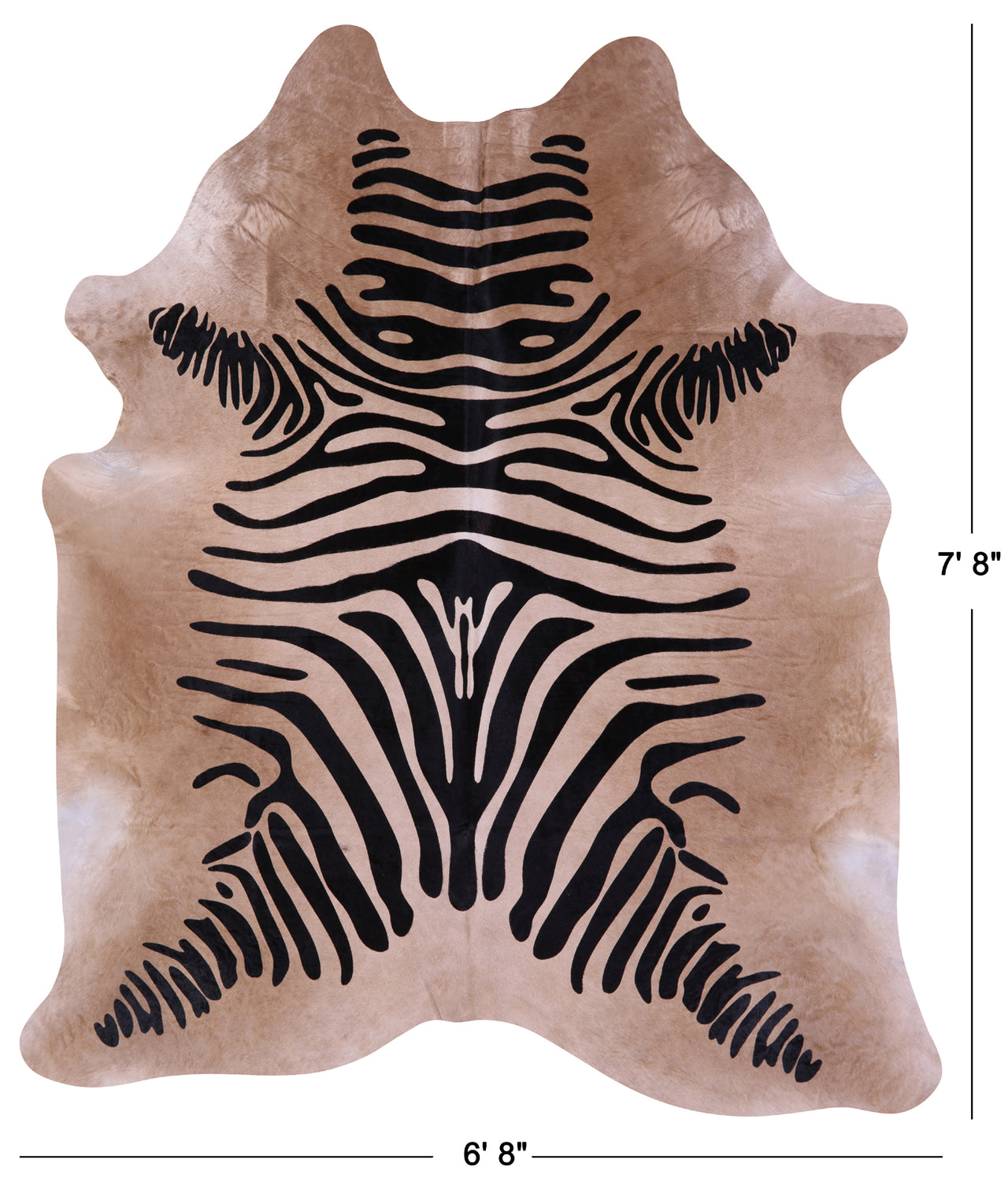 Zebra Animal Print Natural Cowhide Rug - XX-Large 7' 8"H x 6' 8"W