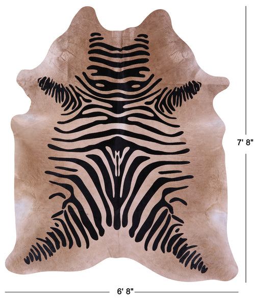Zebra Animal Print Natural Cowhide Rug - XX-Large 7' 8