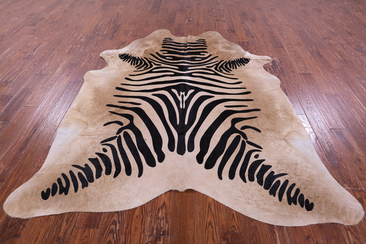 Zebra Animal Print Natural Cowhide Rug - XX-Large 7' 8"H x 6' 8"W