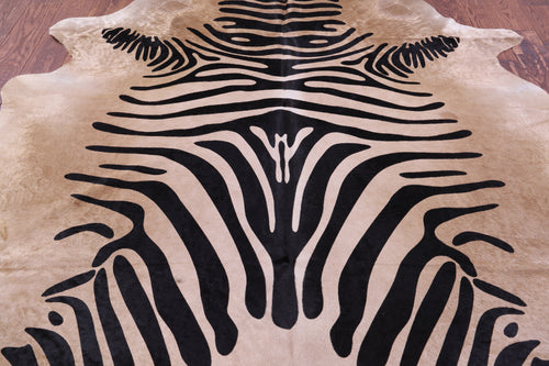 Zebra Animal Print Natural Cowhide Rug - XX-Large 7' 8