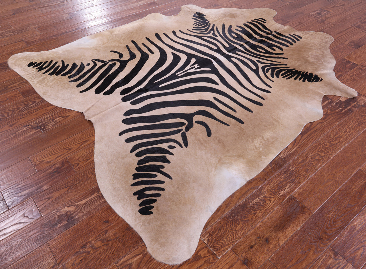 Zebra Animal Print Natural Cowhide Rug - XX-Large 7' 8"H x 6' 8"W