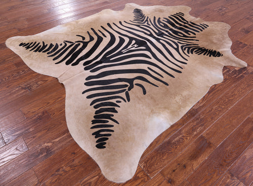 Zebra Animal Print Natural Cowhide Rug - XX-Large 7' 8