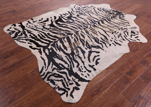 Tiger Animal Print Natural Cowhide Rug - X-Large 7' 4