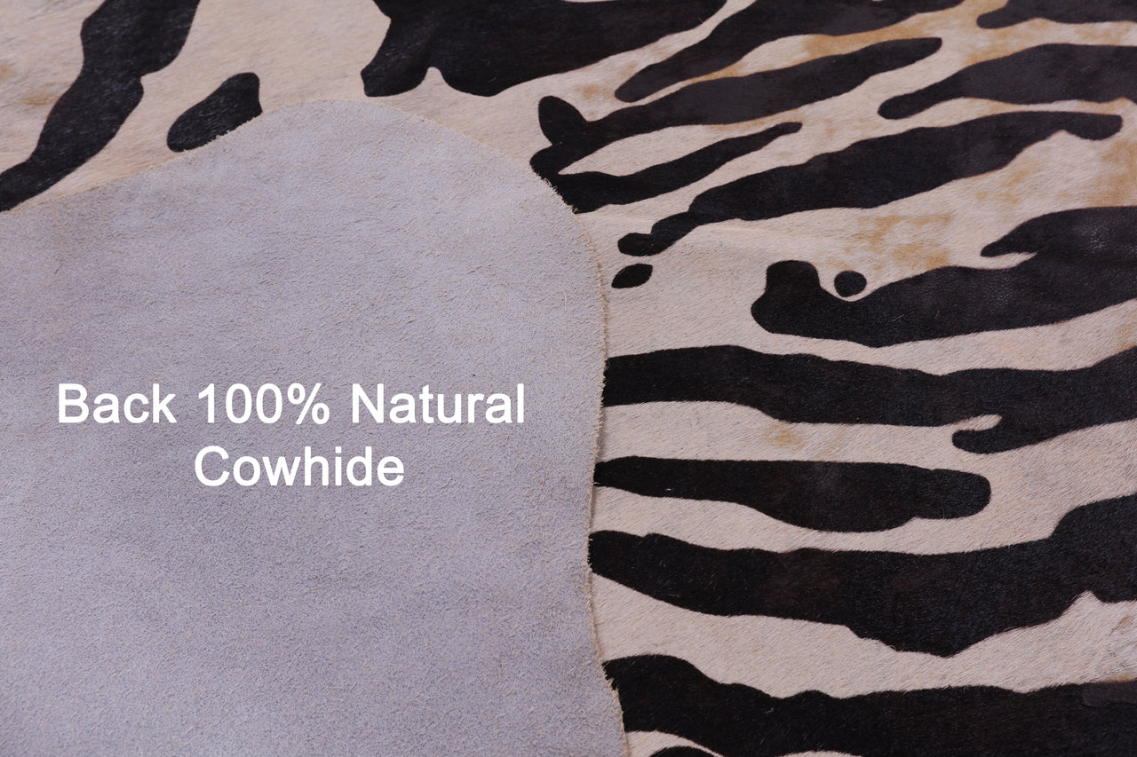 Tiger Animal Print Natural Cowhide Rug - X-Large 7' 4"H x 6' 3"W