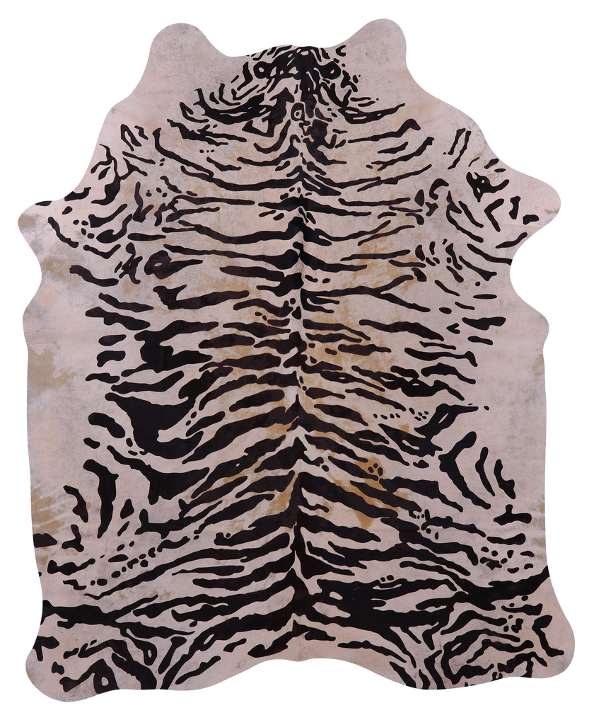 Tiger Animal Print Natural Cowhide Rug - X-Large 7' 4"H x 6' 3"W