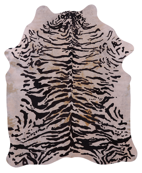 Tiger Animal Print Natural Cowhide Rug - X-Large 7' 4