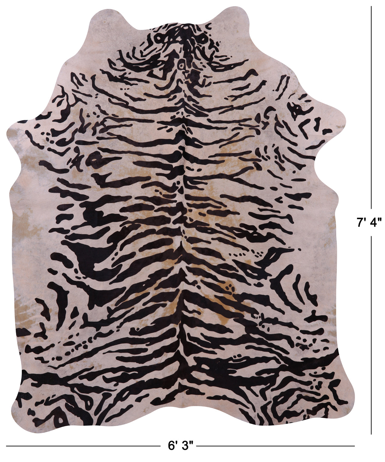 Tiger Animal Print Natural Cowhide Rug - X-Large 7' 4"H x 6' 3"W