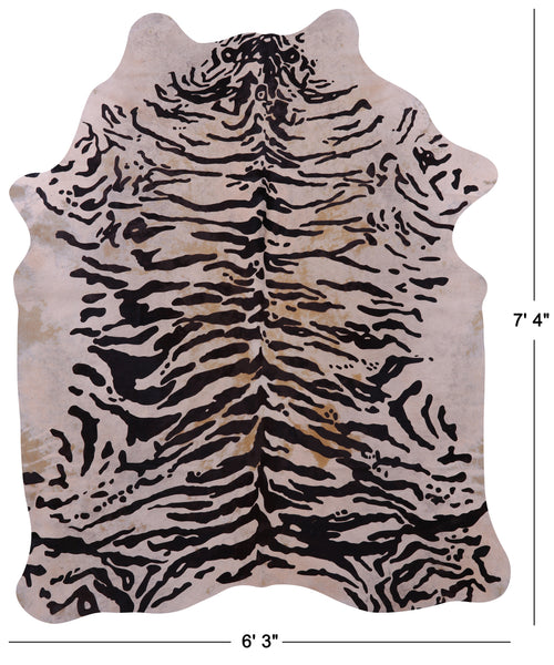 Tiger Animal Print Natural Cowhide Rug - X-Large 7' 4