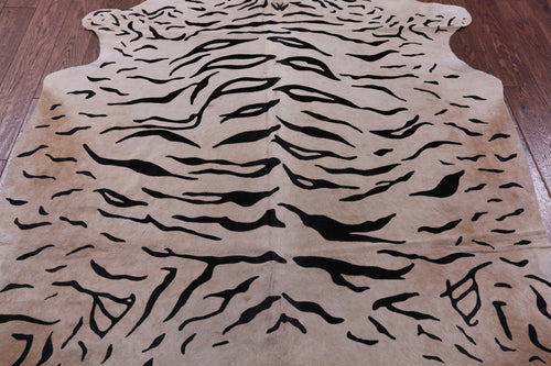 Tiger Animal Print Natural Cowhide Rug - X-Large 7' 1