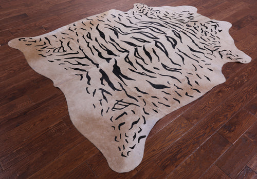 Tiger Animal Print Natural Cowhide Rug - X-Large 7' 1
