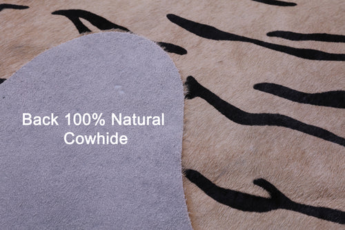 Tiger Animal Print Natural Cowhide Rug - X-Large 7' 1
