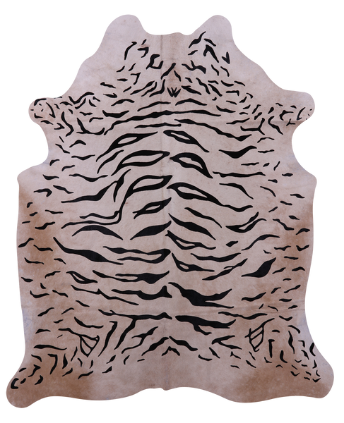 Tiger Animal Print Natural Cowhide Rug - X-Large 7' 1"H x 6' 0"W