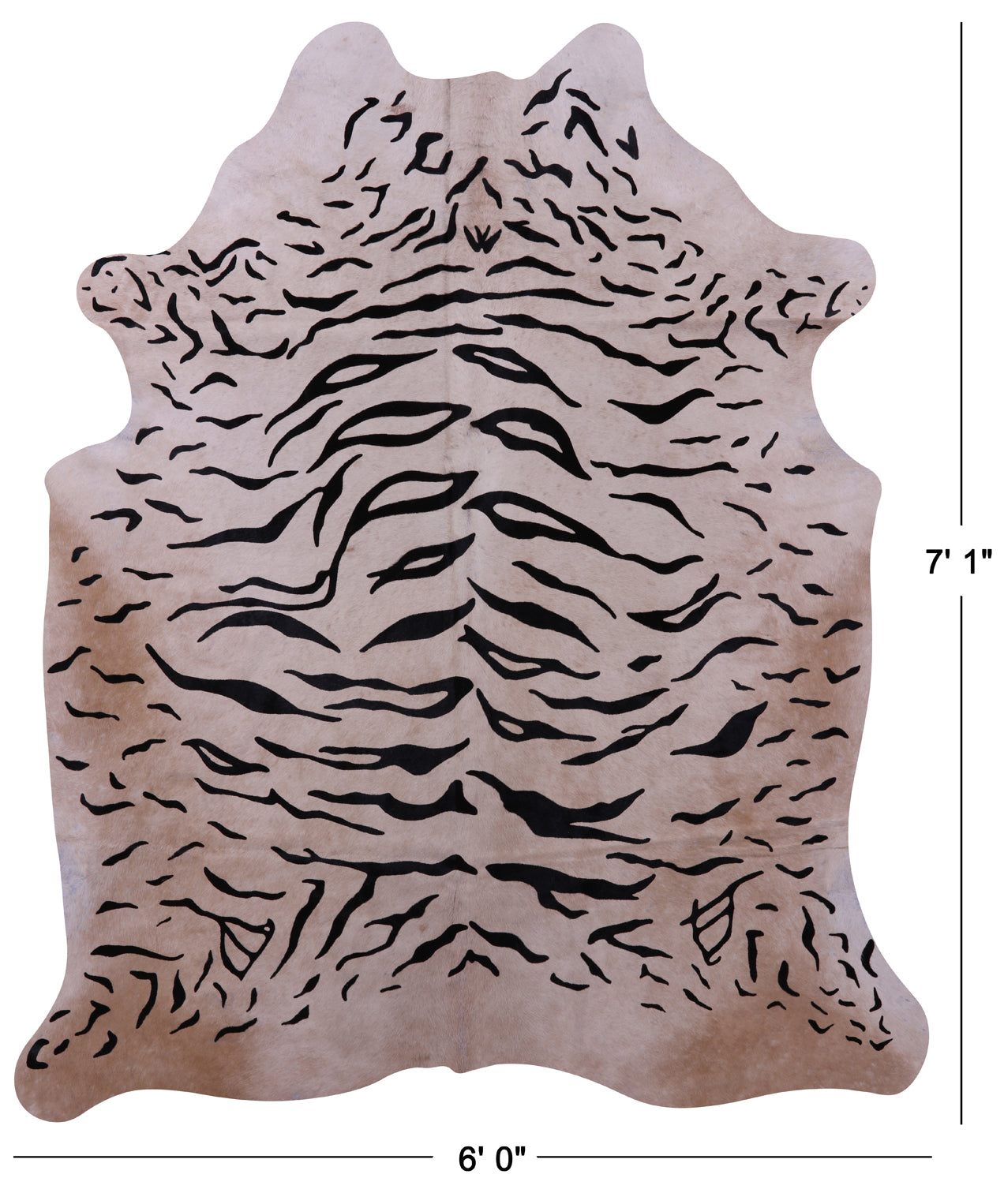 Tiger Animal Print Natural Cowhide Rug - X-Large 7' 1"H x 6' 0"W