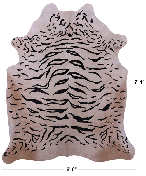 Tiger Animal Print Natural Cowhide Rug - X-Large 7' 1