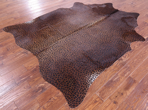 Leopard Animal Print Natural Cowhide Rug - XX-Large 7' 9