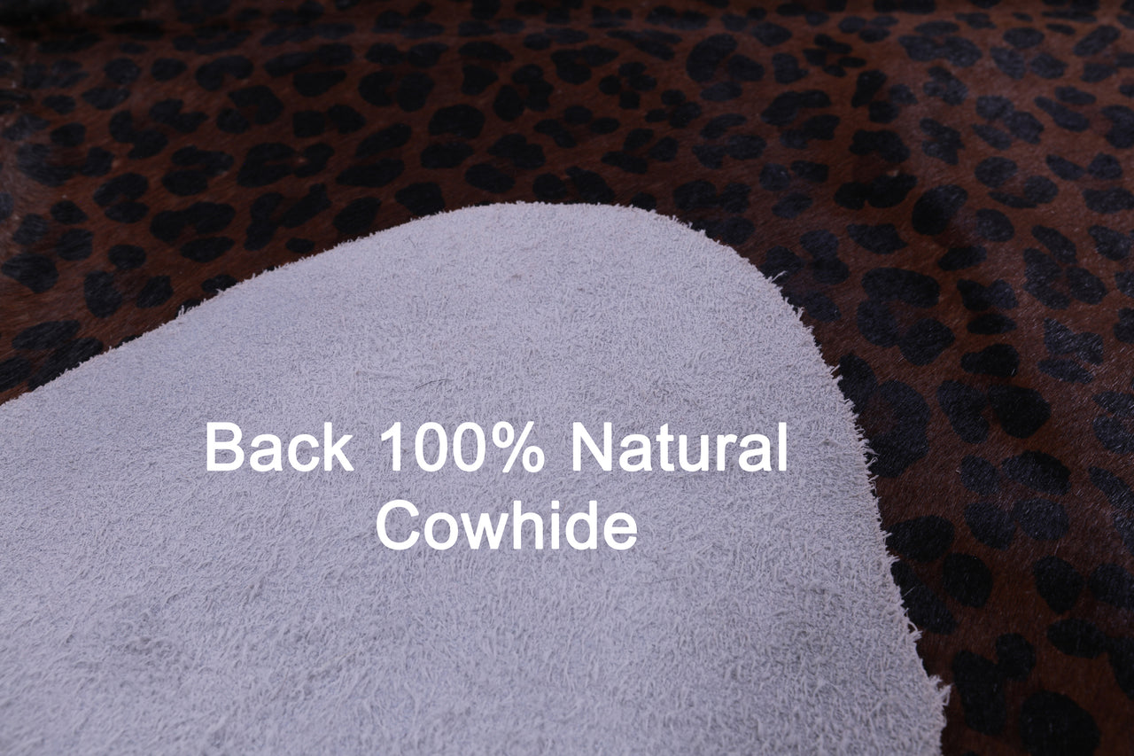 Leopard Animal Print Natural Cowhide Rug - XX-Large 7' 9"H x 6' 3"W