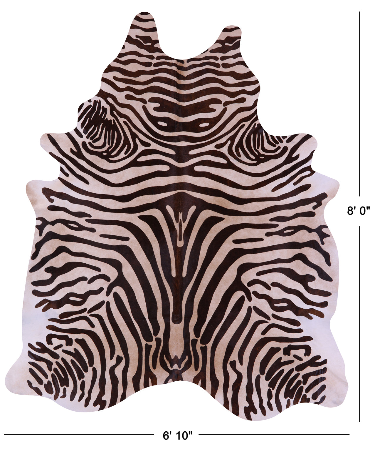Zebra Animal Print Natural Cowhide Rug - XX-Large 8' 0"H x 6' 10"W