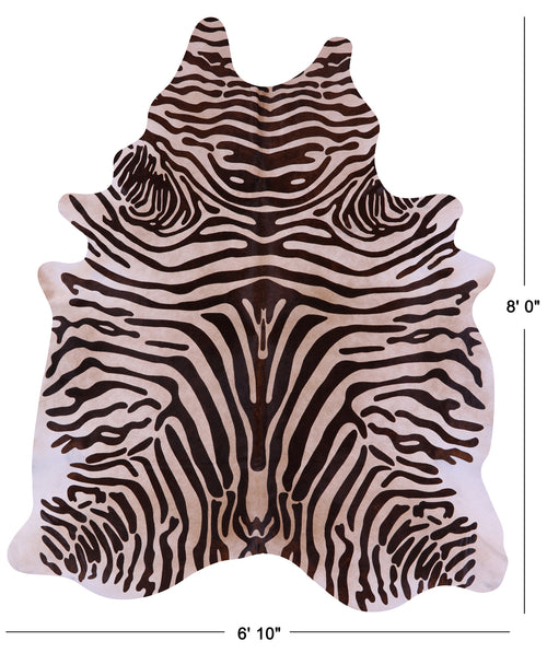 Zebra Animal Print Natural Cowhide Rug - XX-Large 8' 0