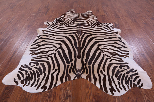 Zebra Animal Print Natural Cowhide Rug - XX-Large 8' 0