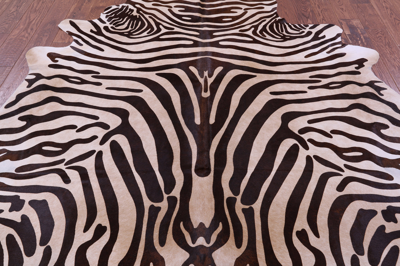 Zebra Animal Print Natural Cowhide Rug - XX-Large 8' 0"H x 6' 10"W