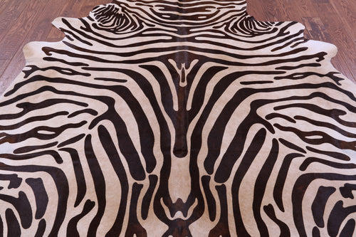 Zebra Animal Print Natural Cowhide Rug - XX-Large 8' 0