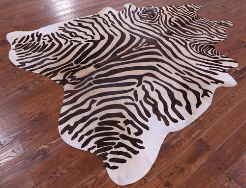 Zebra Animal Print Natural Cowhide Rug - XX-Large 8' 0
