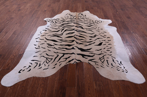 Tiger Animal Print Natural Cowhide Rug - XX-Large 7' 8