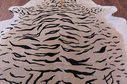 Tiger Animal Print Natural Cowhide Rug - XX-Large 7' 8