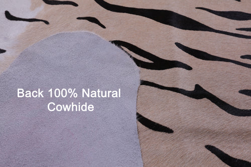 Tiger Animal Print Natural Cowhide Rug - XX-Large 7' 8
