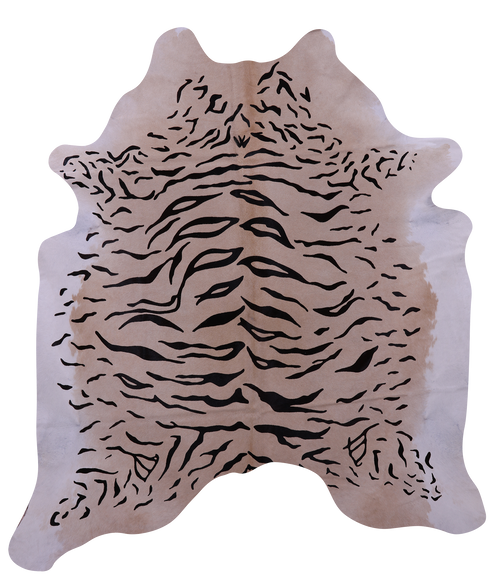 Tiger Animal Print Natural Cowhide Rug - XX-Large 7' 8