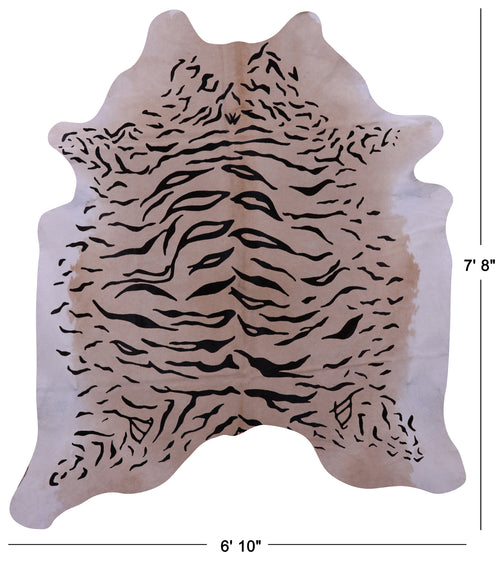 Tiger Animal Print Natural Cowhide Rug - XX-Large 7' 8