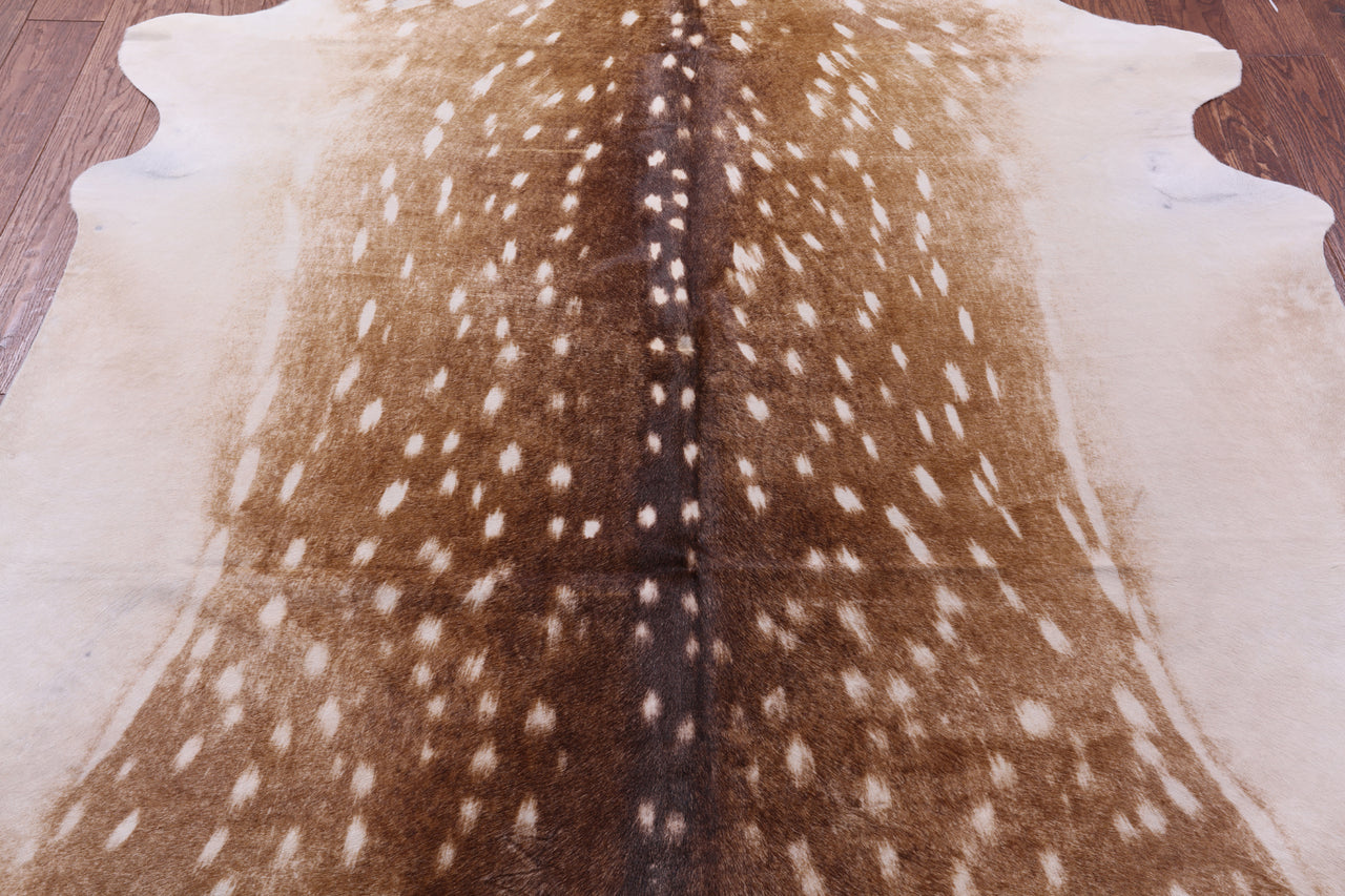 Deer Animal Print Natural Cowhide Rug - X-Large 7' 1"H x 6' 5"W