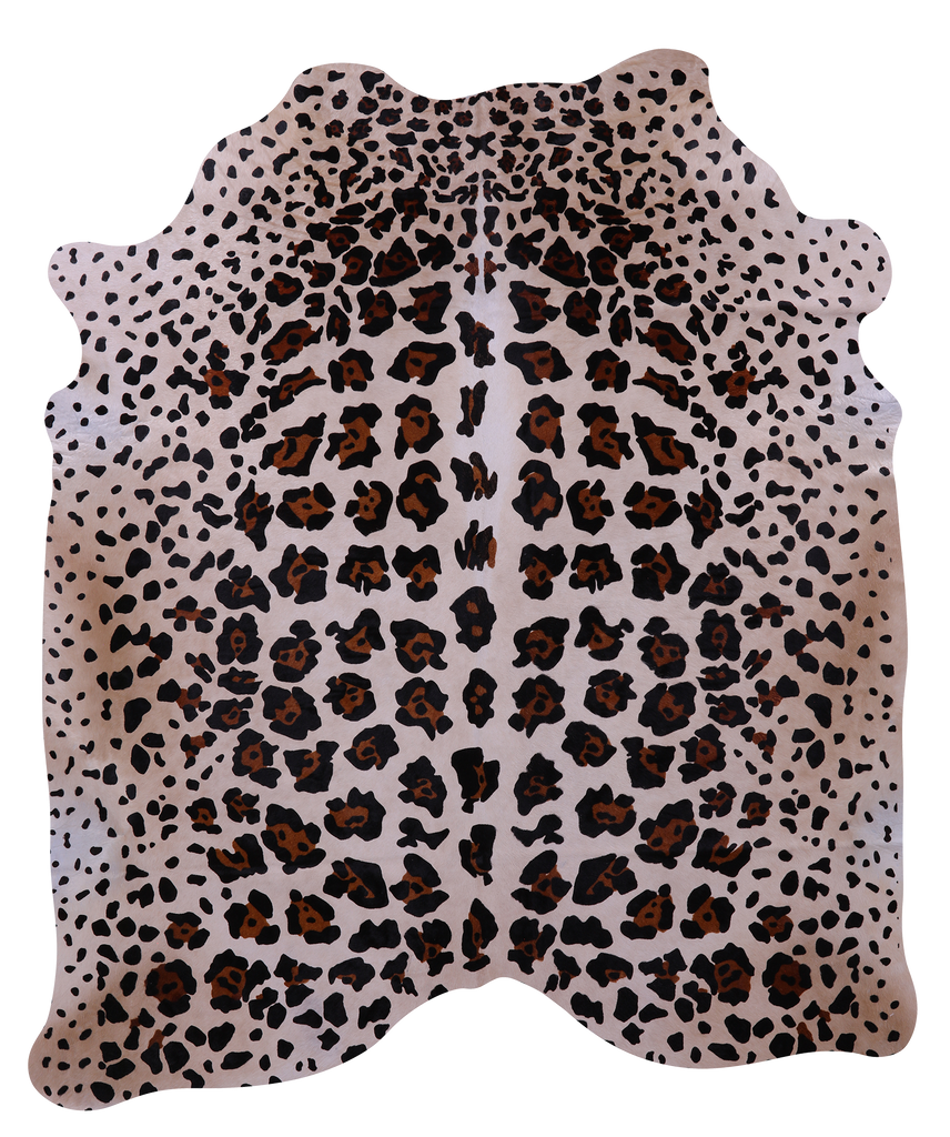 Jaguar Animal Print Natural Cowhide Rug - X-Large 7' 0"H x 6' 0"W