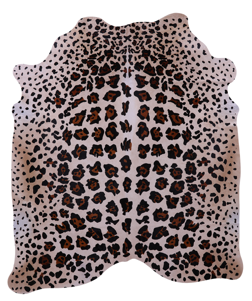 Jaguar Animal Print Natural Cowhide Rug - X-Large 7' 0"H x 6' 0"W