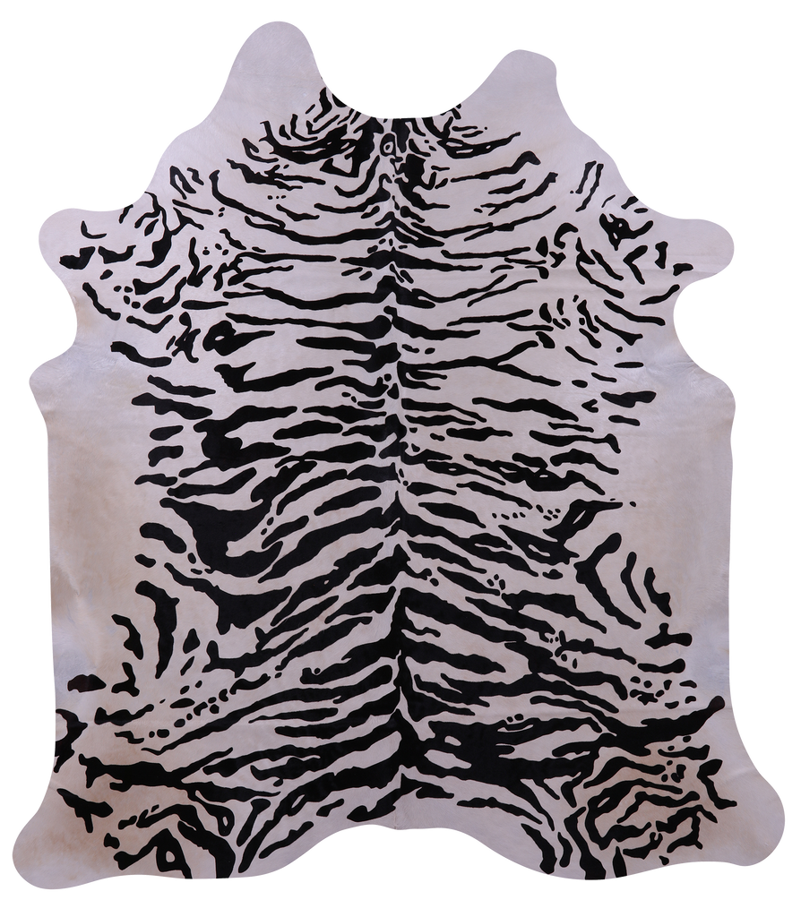 Tiger Animal Print Natural Cowhide Rug - X-Large 7' 5"H x 6' 8"W