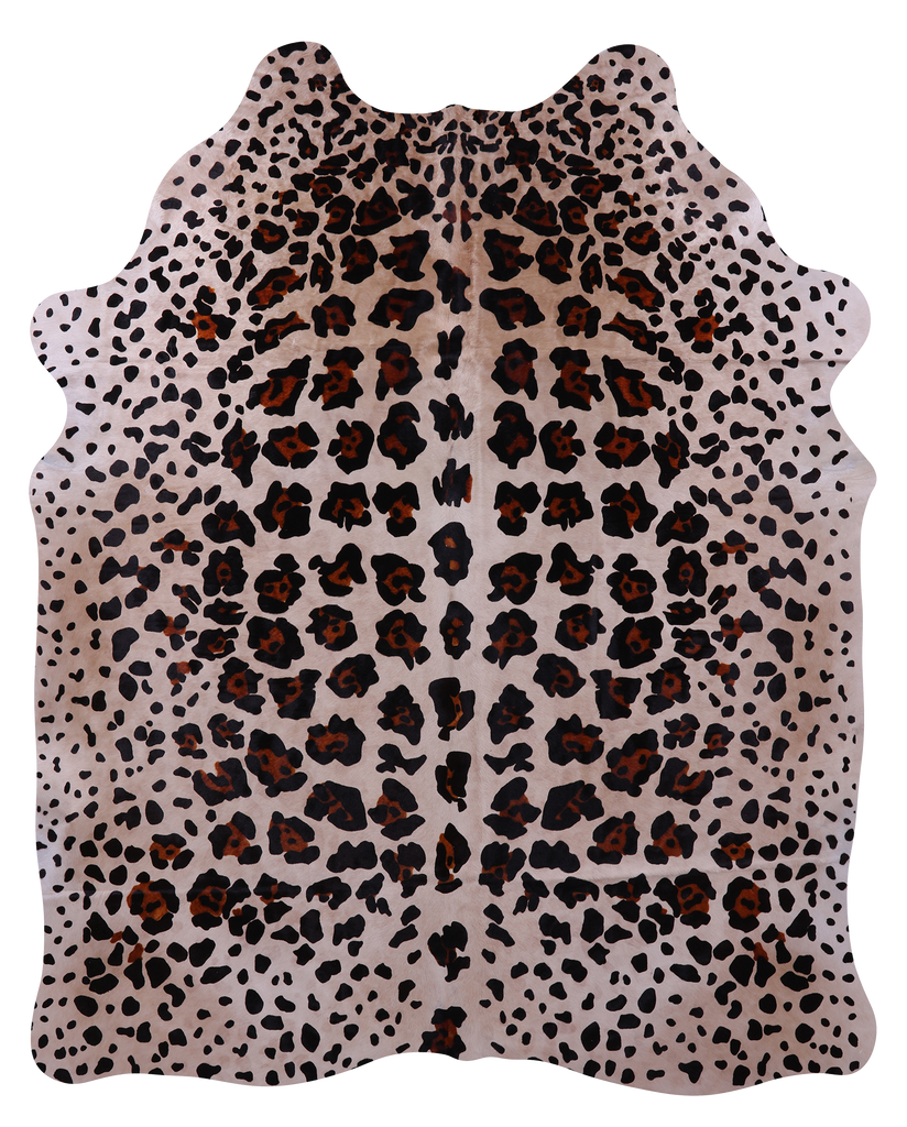 Jaguar Animal Print Natural Cowhide Rug - X-Large 7' 2"H x 5' 10"W
