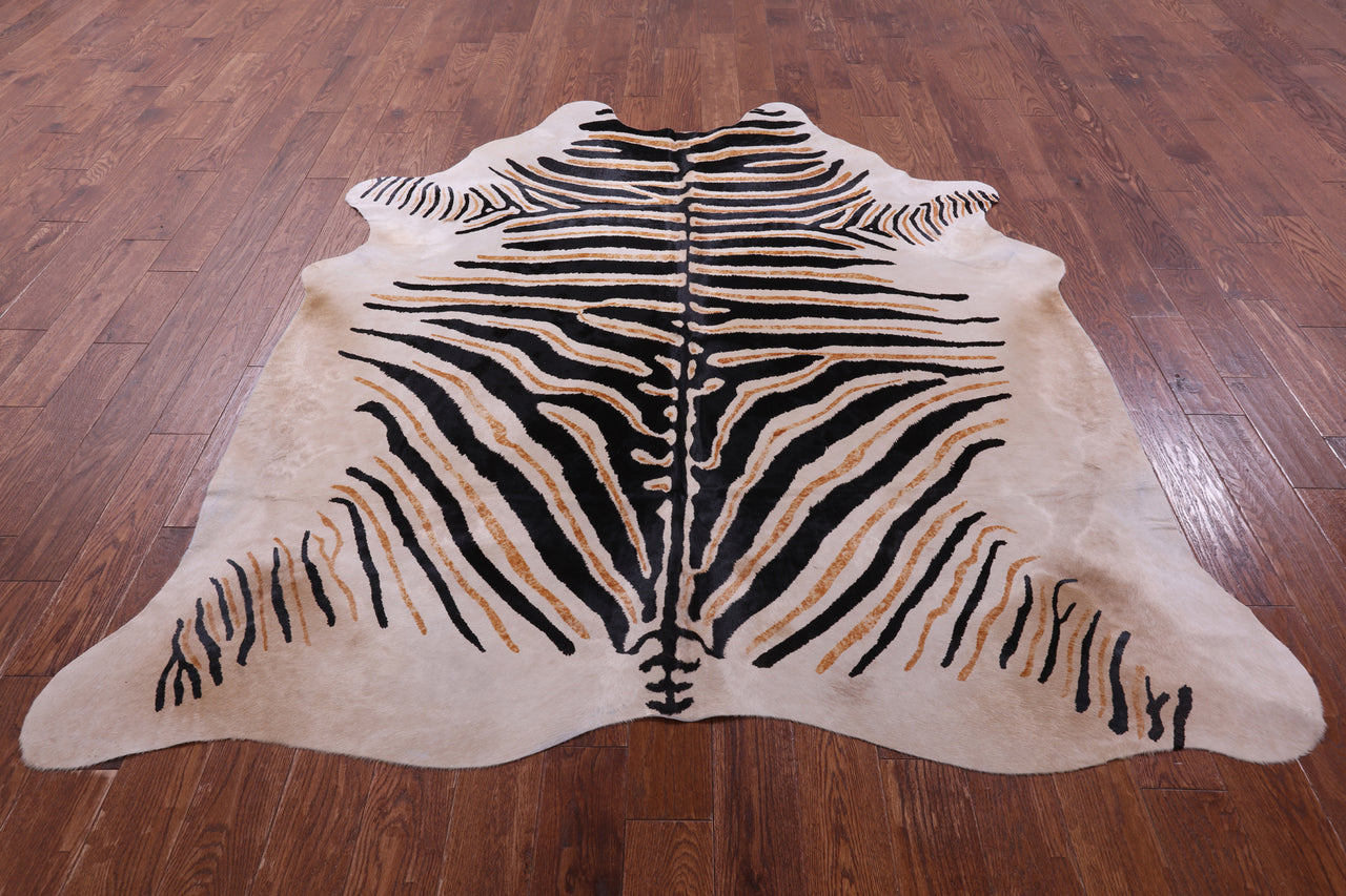 Zebra Animal Print Natural Cowhide Rug - X-Large 7' 5"H x 6' 9"W