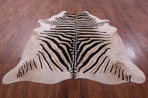 Zebra Animal Print Natural Cowhide Rug - X-Large 7' 5