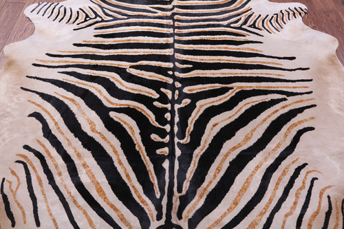 Zebra Animal Print Natural Cowhide Rug - X-Large 7' 5