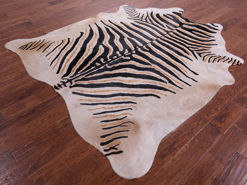 Zebra Animal Print Natural Cowhide Rug - X-Large 7' 5