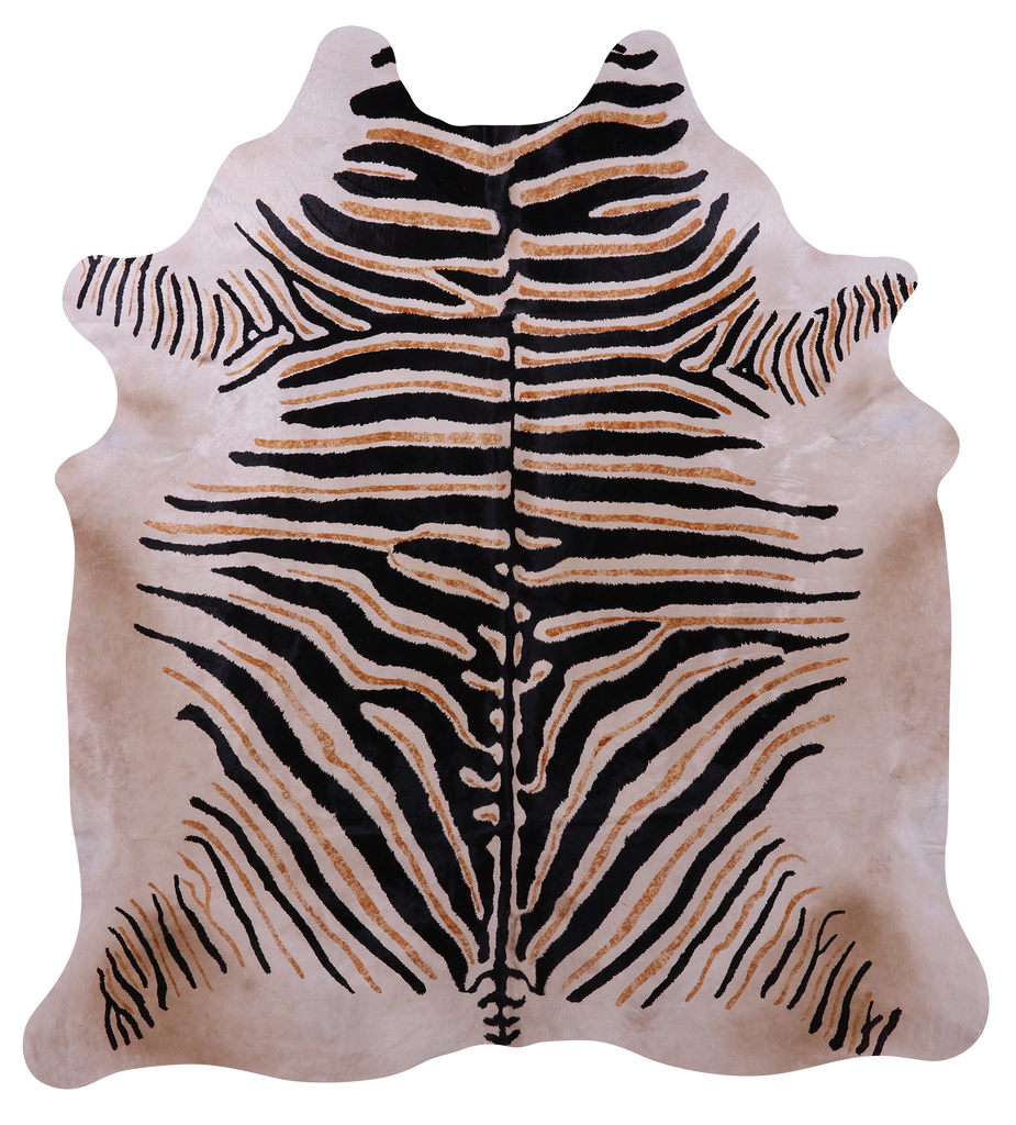Zebra Animal Print Natural Cowhide Rug - X-Large 7' 5"H x 6' 9"W